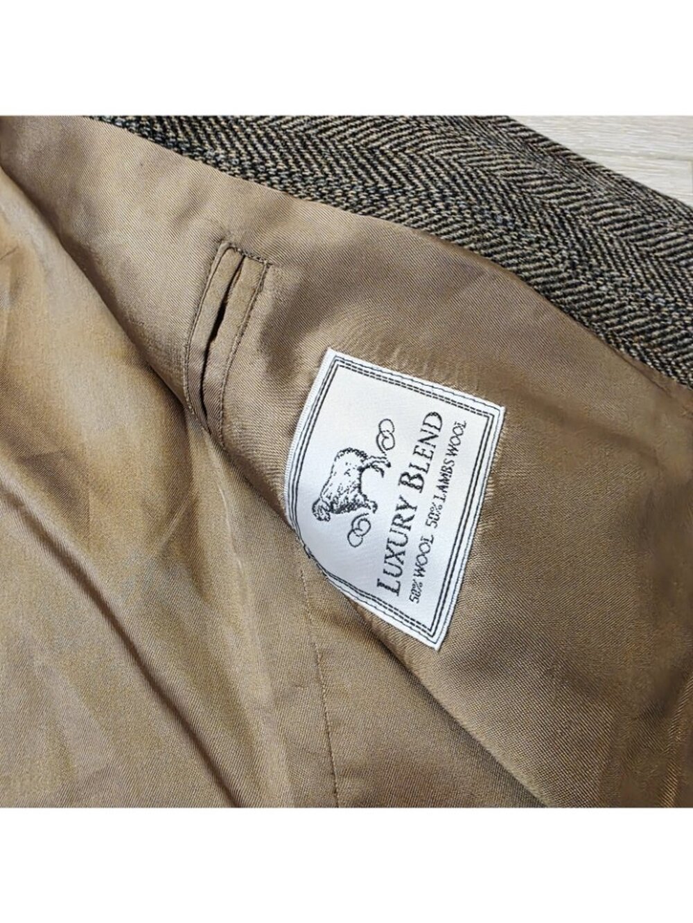 Vtg Deansgate Harris Tweed Style Blazer Jacket Mens Brown 39R Herringbone Wool - Picture 5 of 13